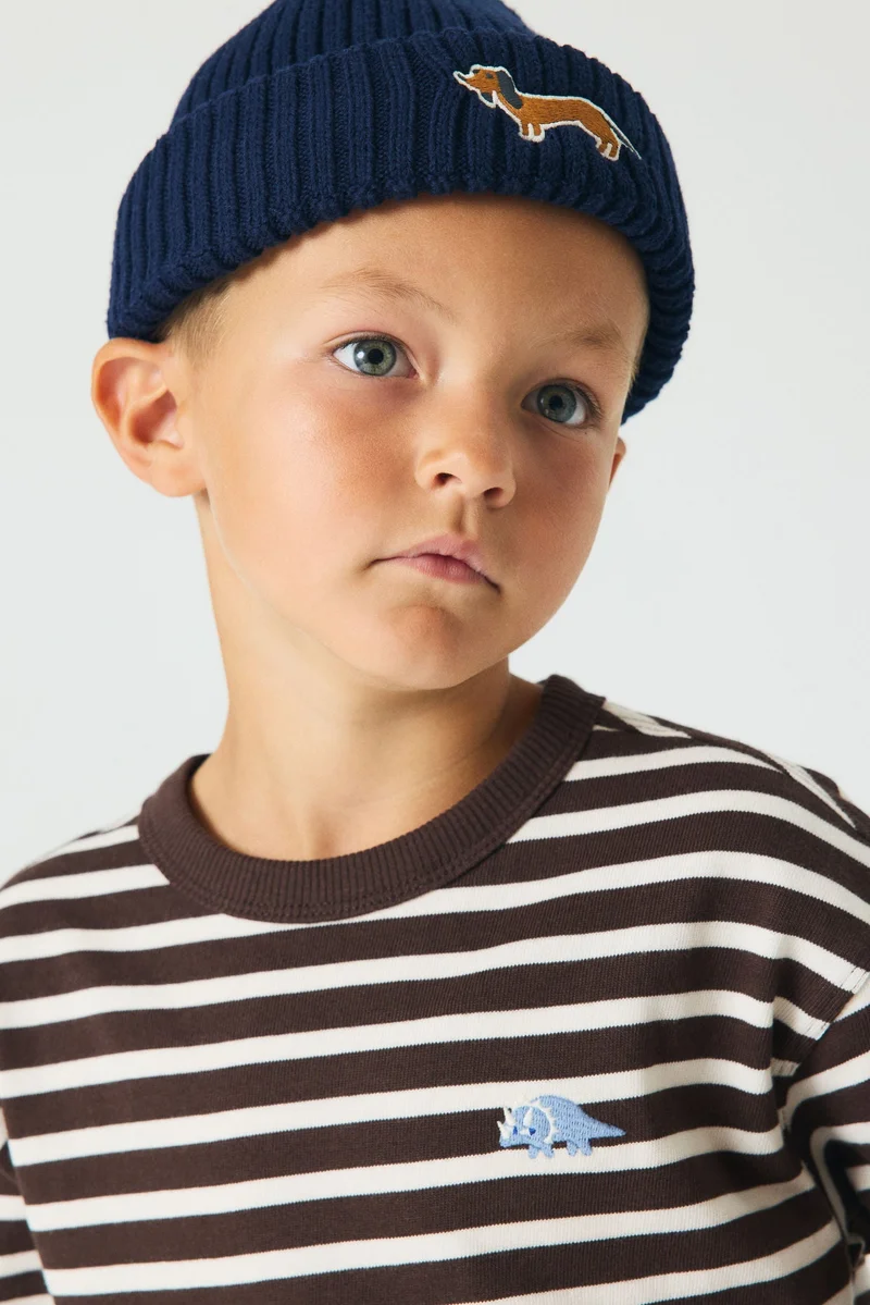 اتش اند ام تي-شيرت قطني بأكمام طويلة